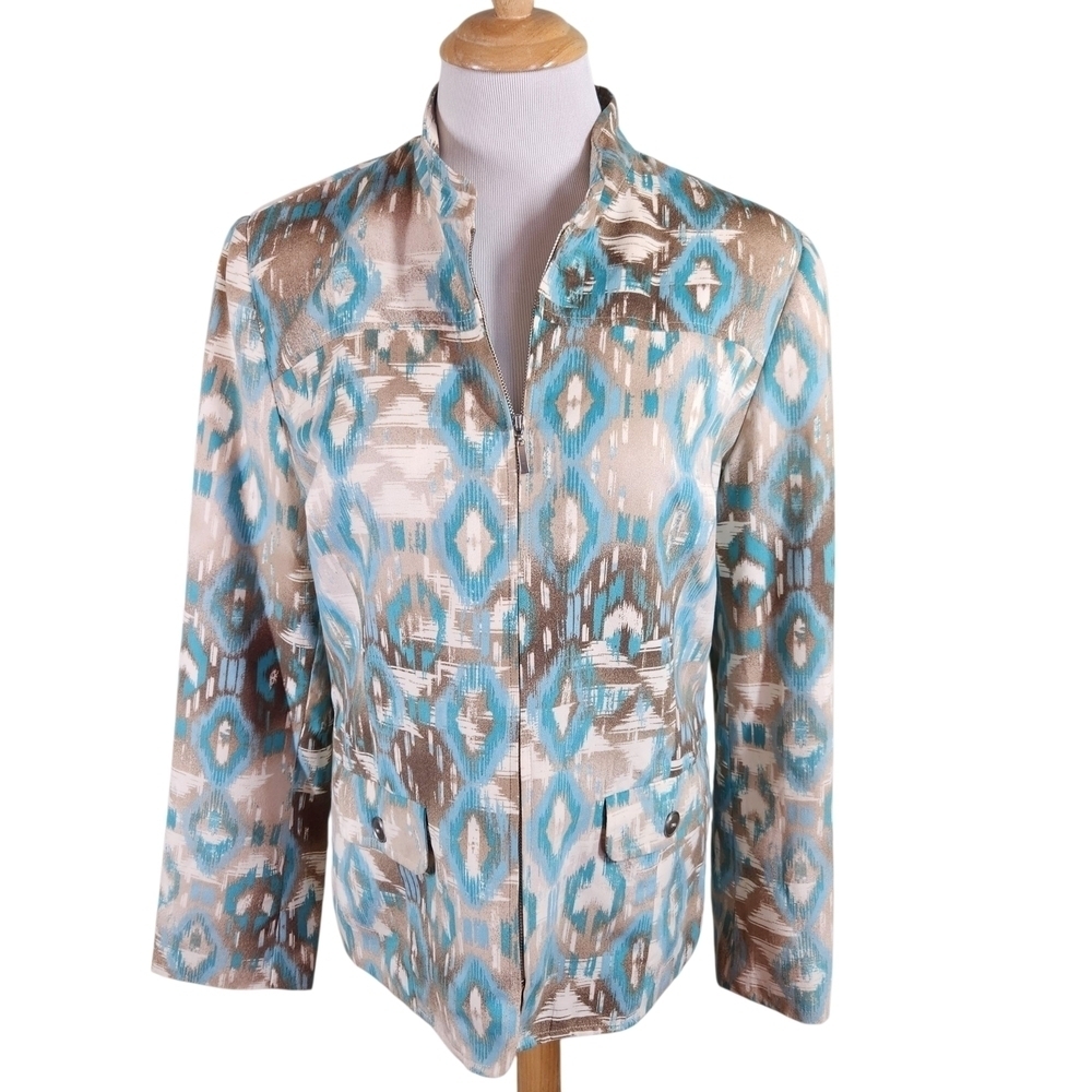 ALFRED DUNNER Size 10 Multicolor Zip-up Lined Jacket